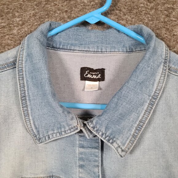 Simply Emma Women's Light Blue Jean Jacket Size 2X - Picture 4 of 14